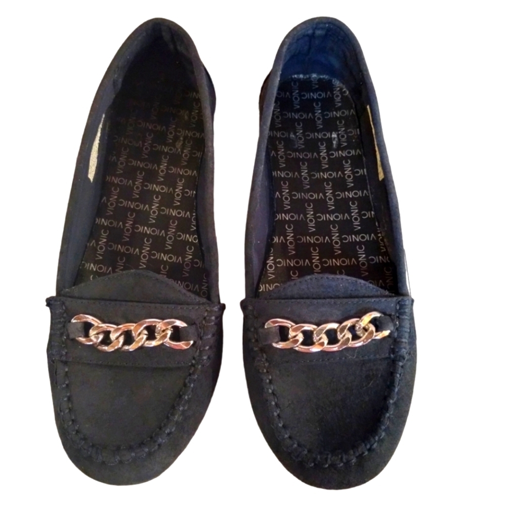 Vionic Orthaheel Womens 8.5 Blue Suede Leather Slip On Mesa Orthotic Moc…